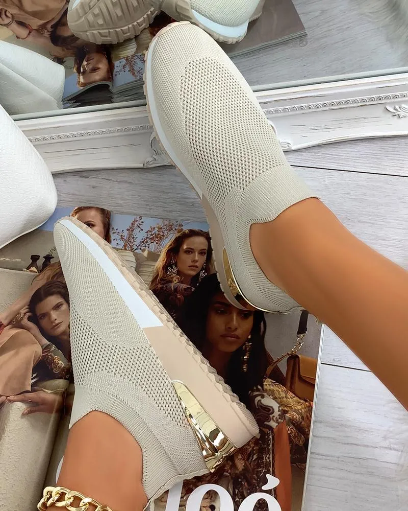 Nanccy Elastic Slip-on Flat Shoes
