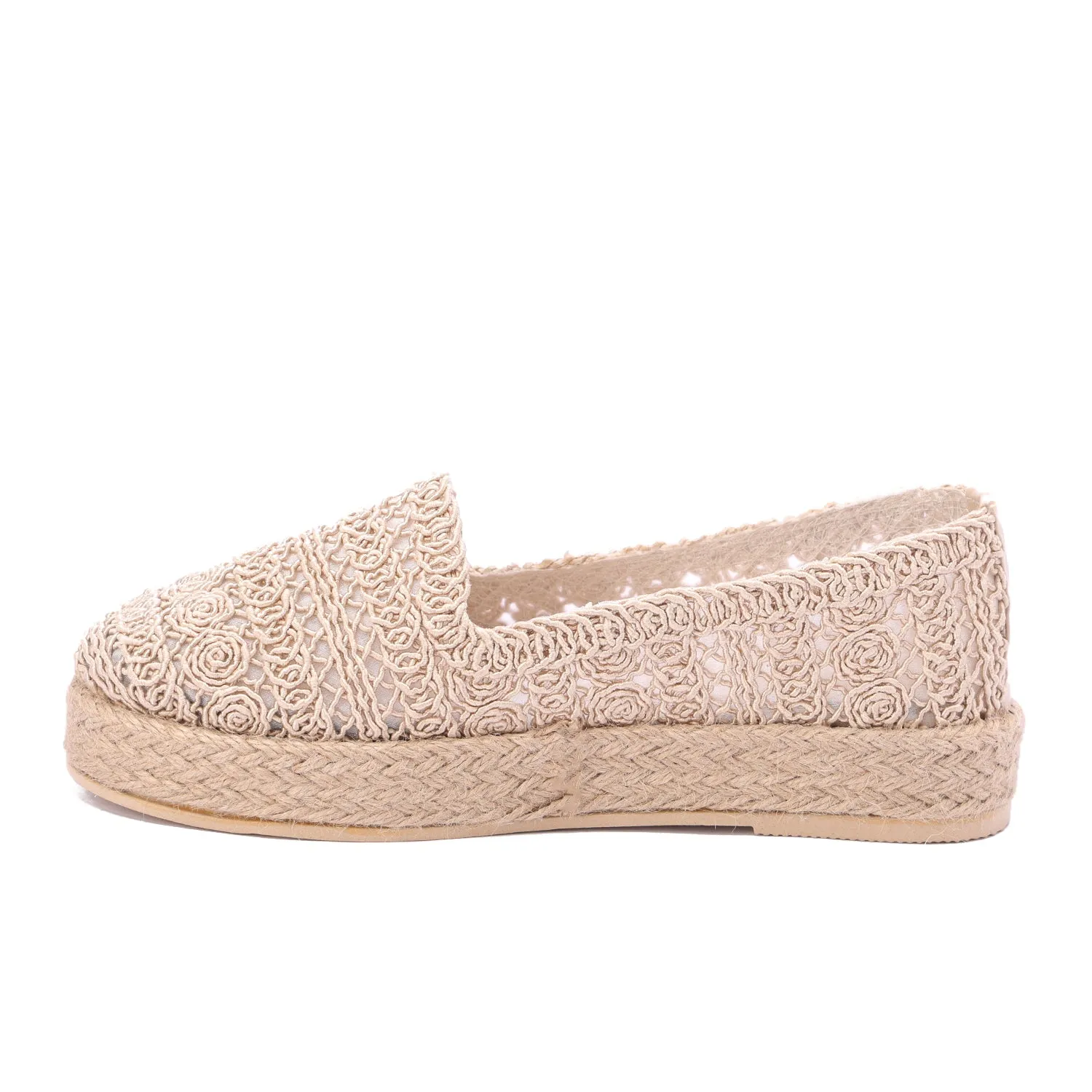 Natural Woven Mule Espadrilles-Beige