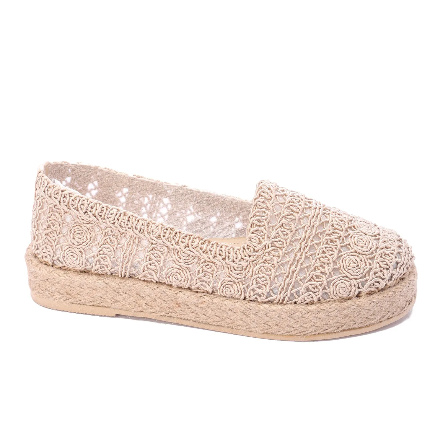 Natural Woven Mule Espadrilles-Beige
