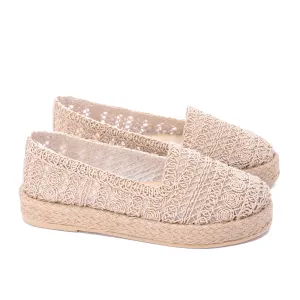 Natural Woven Mule Espadrilles-Beige