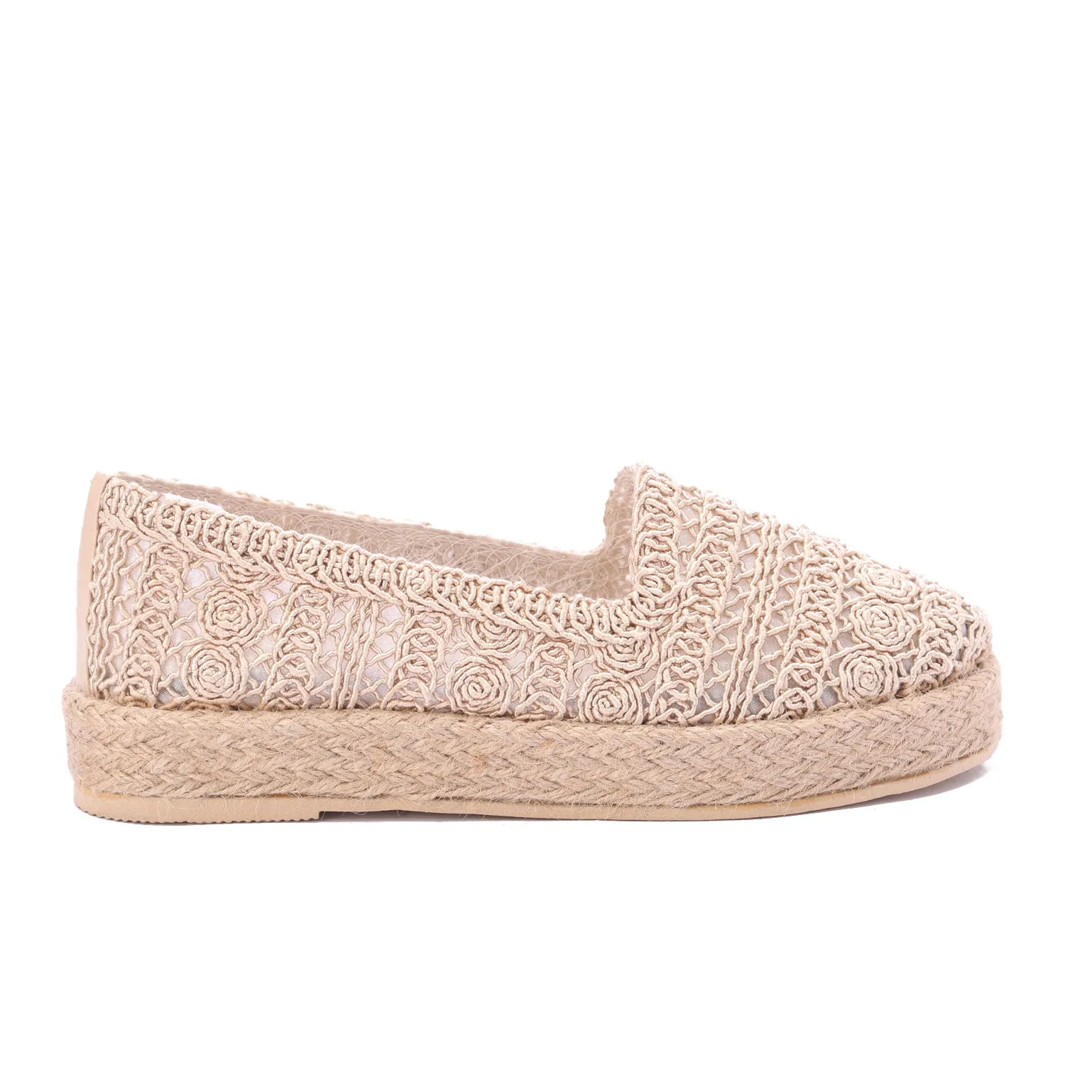 Natural Woven Mule Espadrilles-Beige