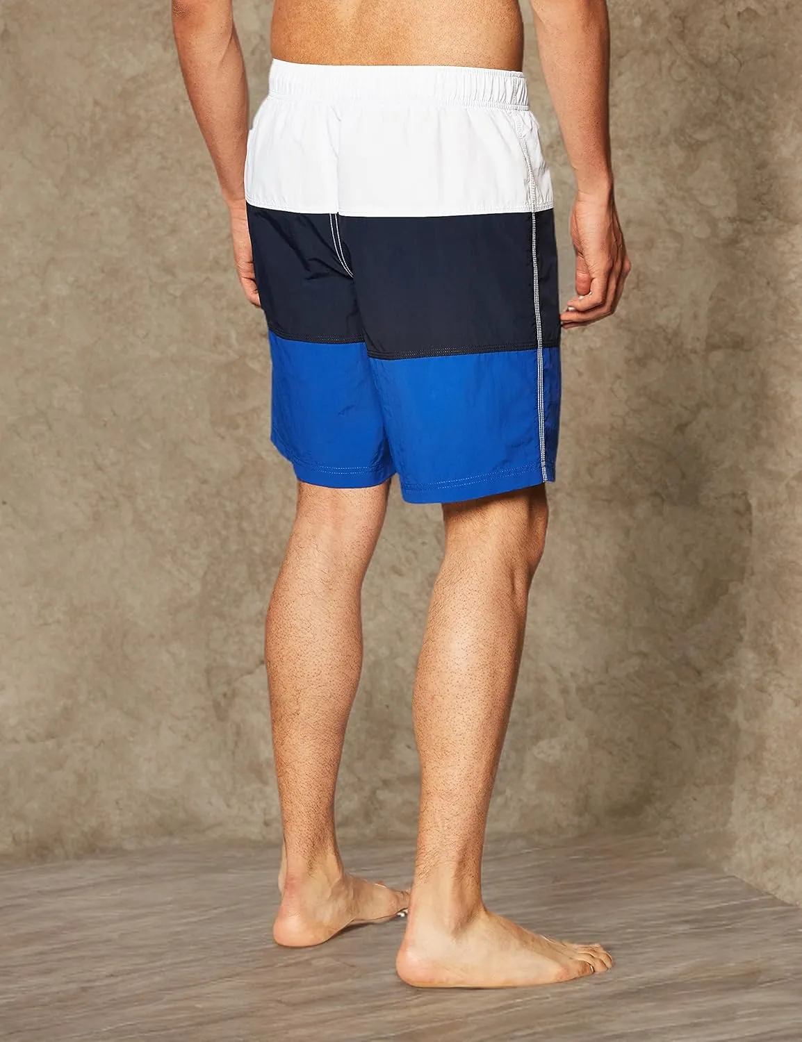 Nautica Men's Standard Quick Dry Classic Logo Tri-Block Series Swim Trunk