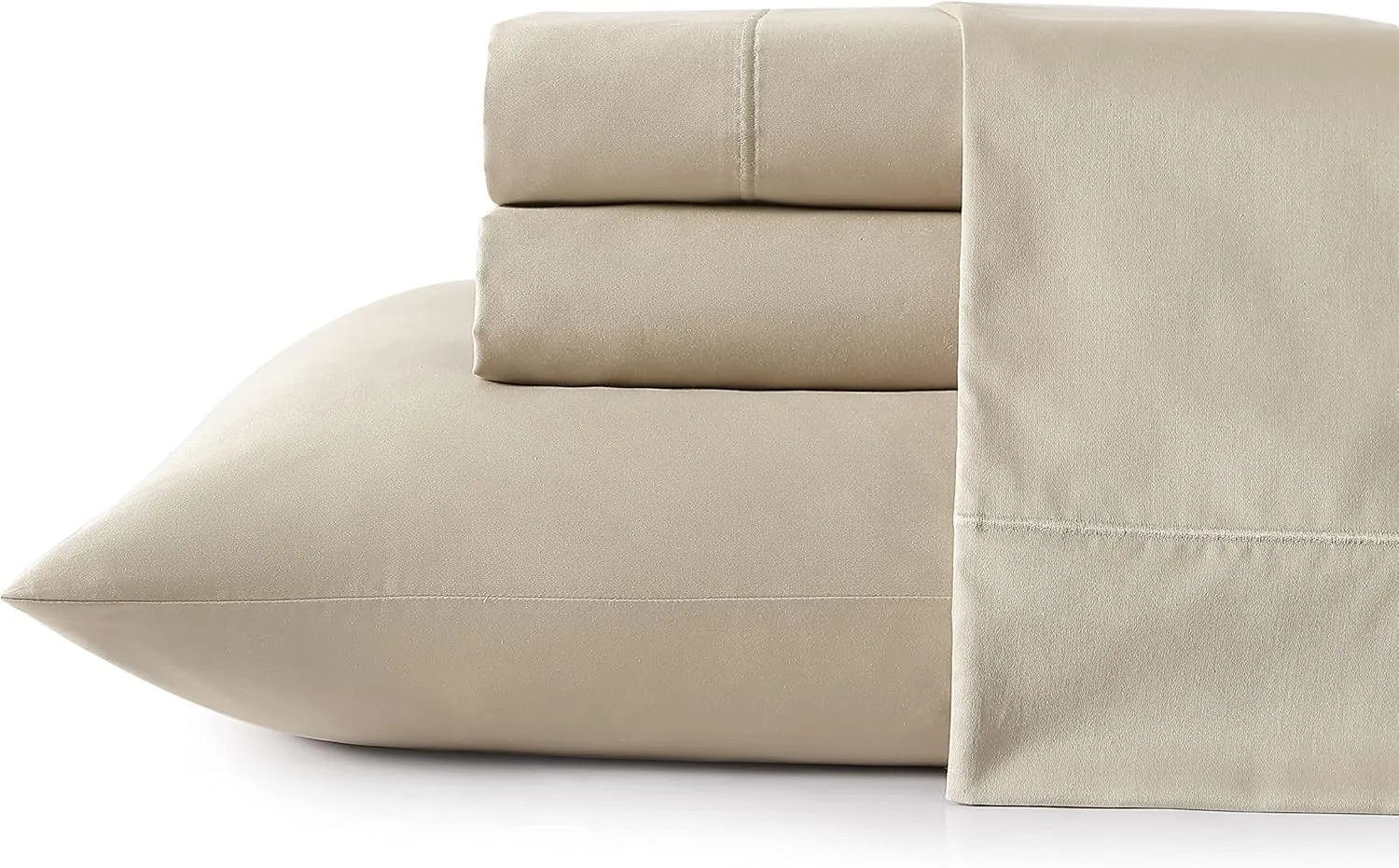 Nautica - Queen Sheets, Cotton Sateen Bedding, 400 Thread Count, Silky Smooth & Wrinkle Resistant (Regatta Beige, Queen)