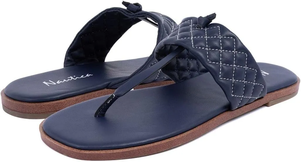 Nautica Women’s Woven Strap Thong Sandals – Comfortable Flat Slip-On Flip-Flops for Beach, Travel, and Everyday Casual Wear