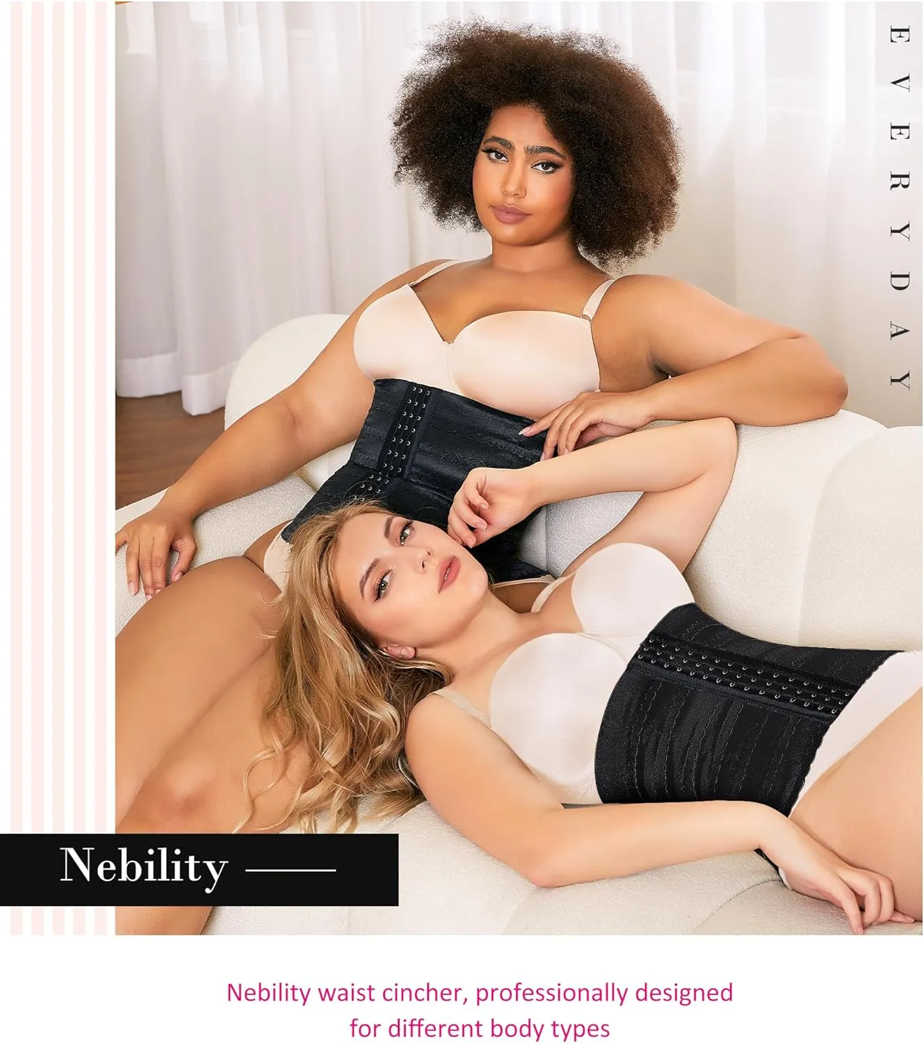 Nebility Waist Cincher Shapewear Tummy Control Plus Size Waist Trainers for Women Belly Trimmer Body Shaper Corset Girdle