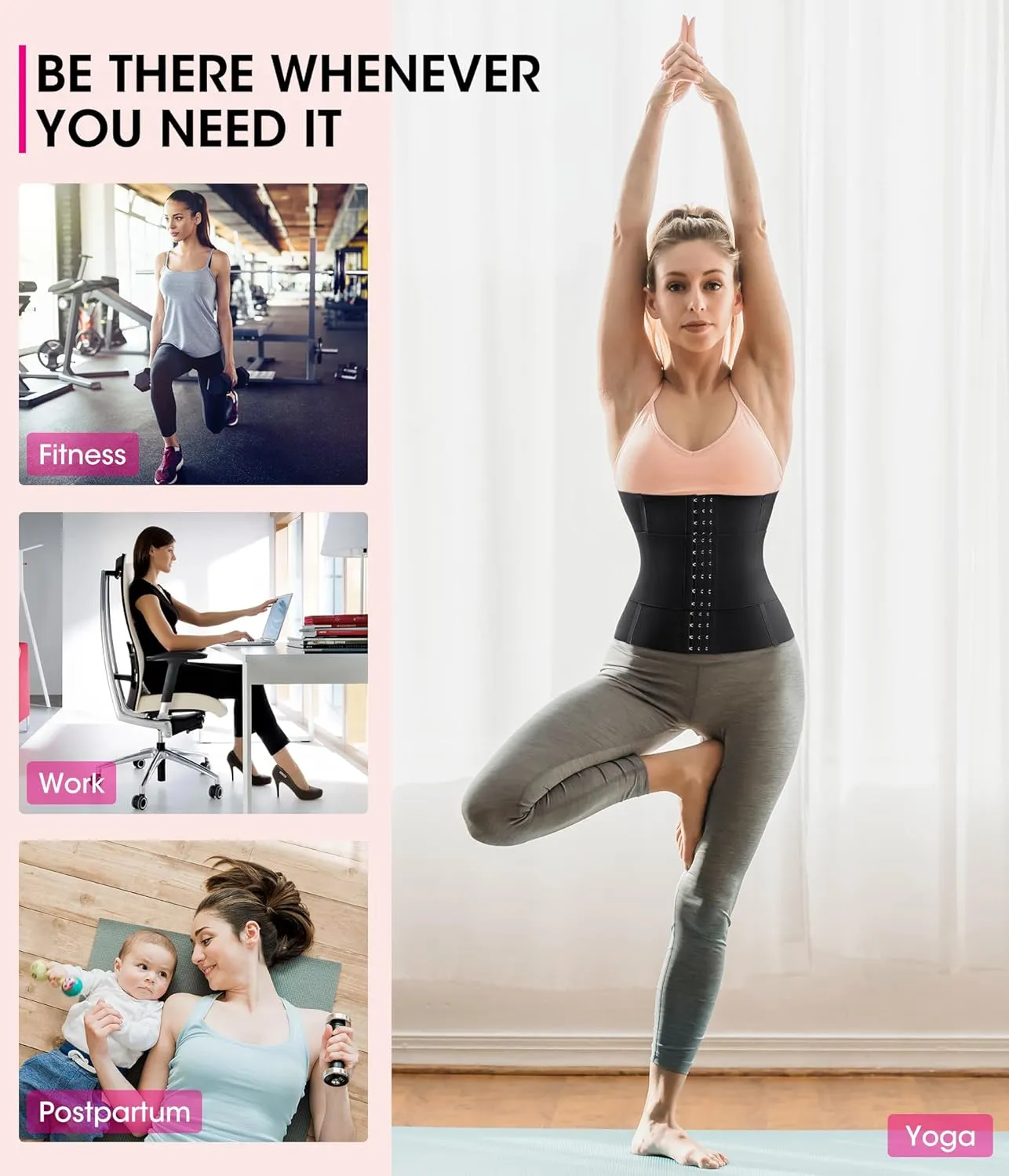 Nebility Waist Trainer for Women Tummy Control Shapewear Segmented Body Shaper Workout Girdle Cincher Postpartum Belt