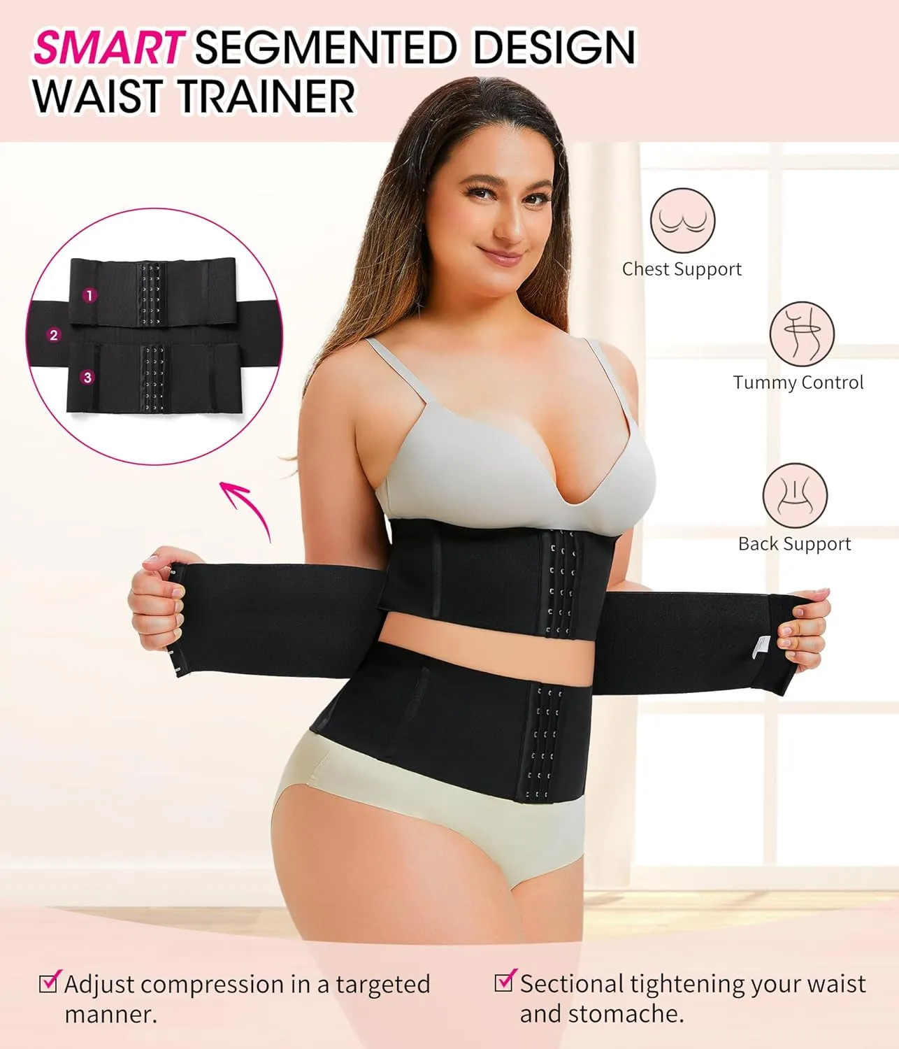 Nebility Waist Trainer for Women Tummy Control Shapewear Segmented Body Shaper Workout Girdle Cincher Postpartum Belt