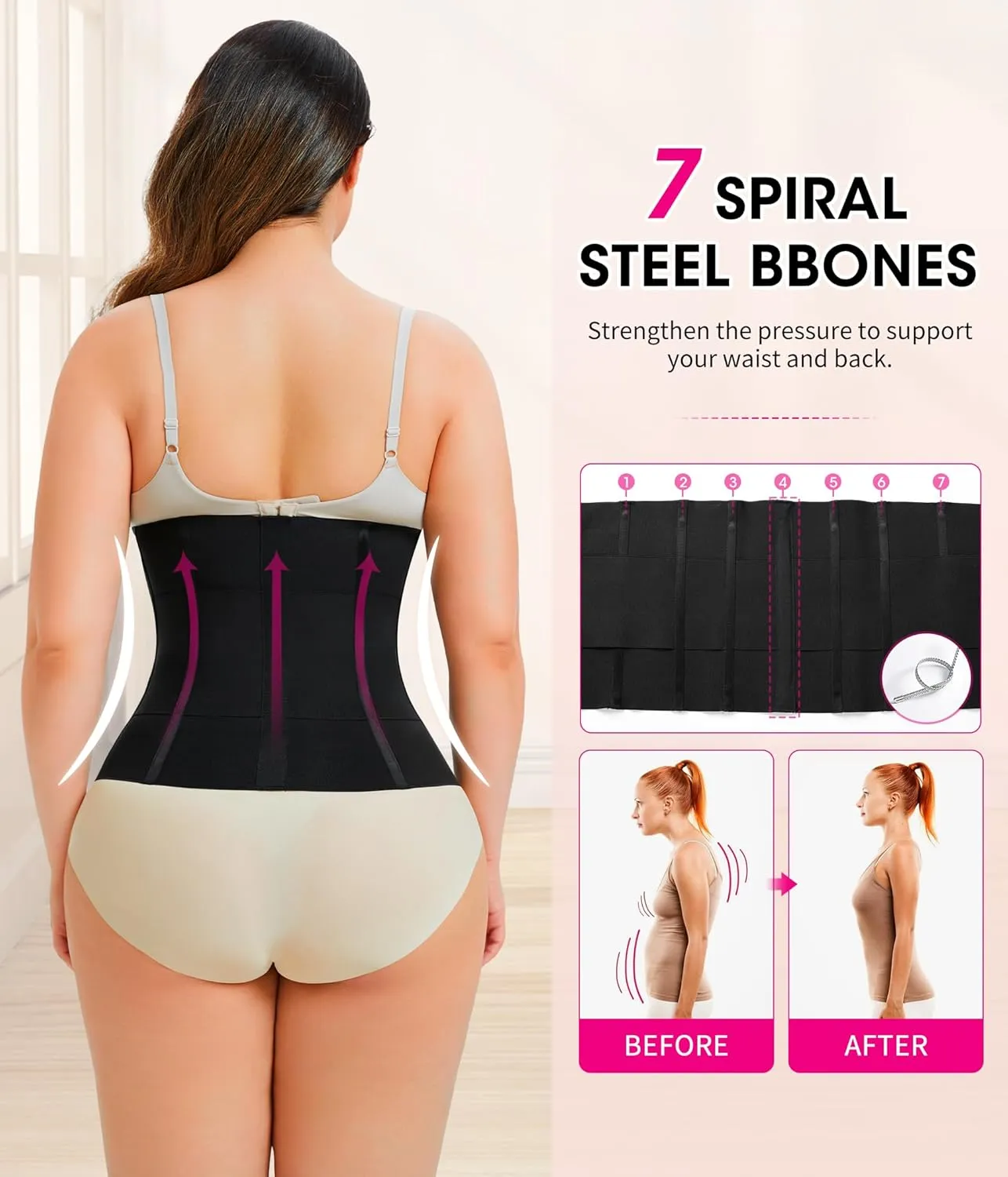 Nebility Waist Trainer for Women Tummy Control Shapewear Segmented Body Shaper Workout Girdle Cincher Postpartum Belt