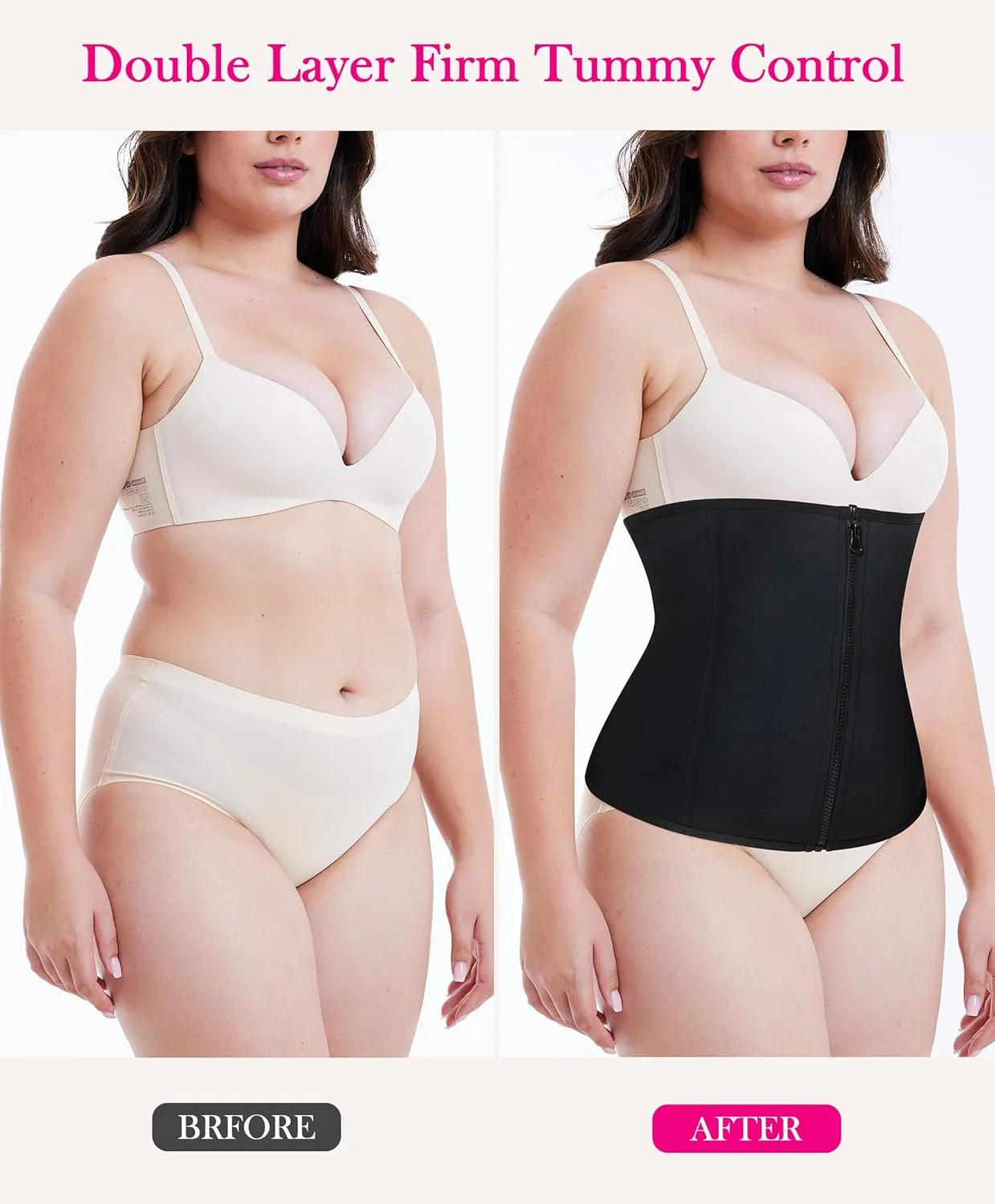 Nebility Waist Trainer for Women Zipper Tummy Control Shapewear Plus Size Waist Cincher Corset Faja Body Shaper Sport Girdle