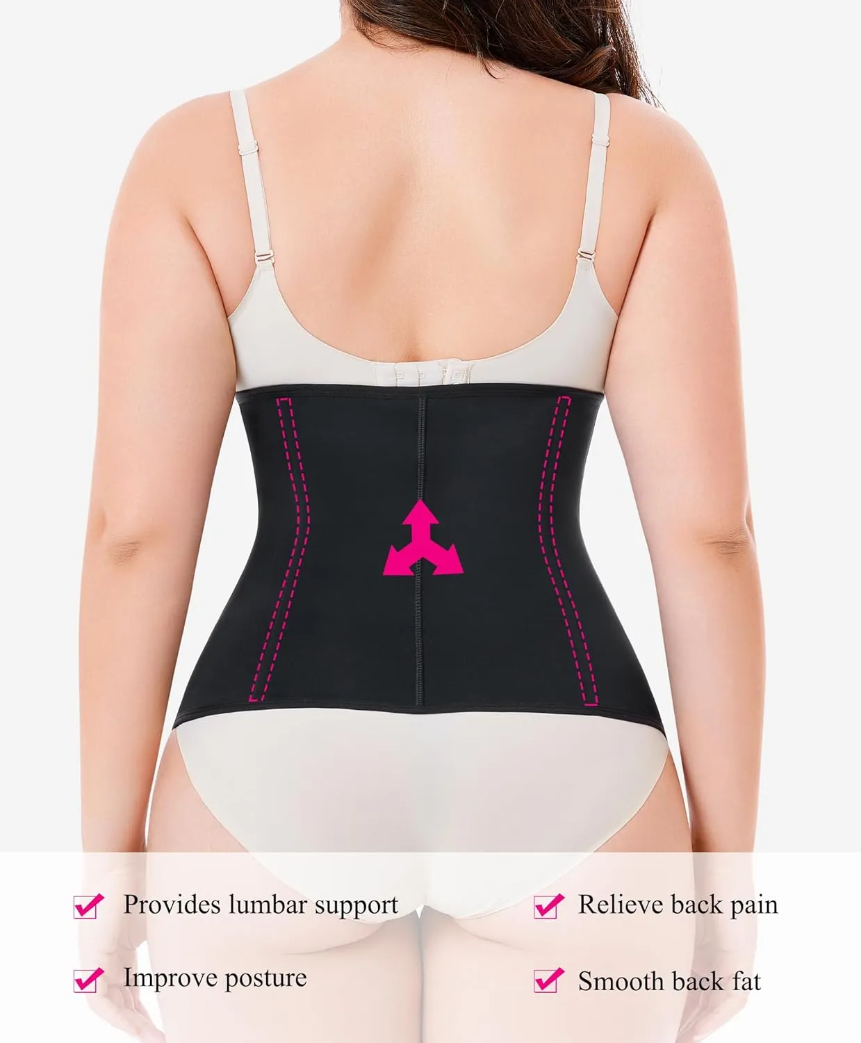 Nebility Waist Trainer for Women Zipper Tummy Control Shapewear Plus Size Waist Cincher Corset Faja Body Shaper Sport Girdle
