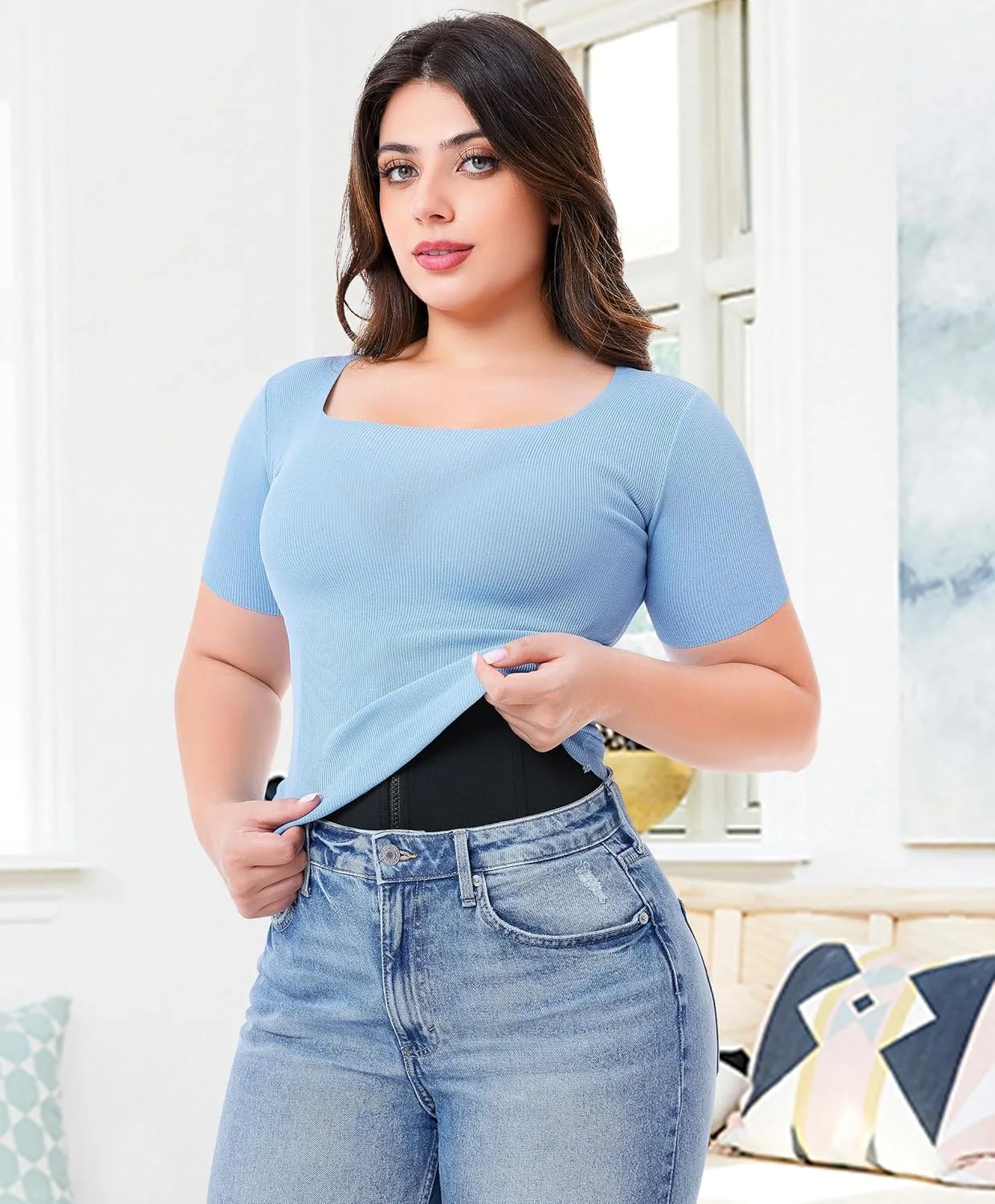 Nebility Waist Trainer for Women Zipper Tummy Control Shapewear Plus Size Waist Cincher Corset Faja Body Shaper Sport Girdle