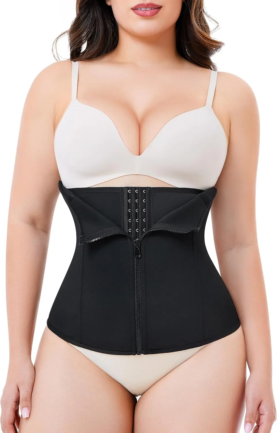 Nebility Waist Trainer for Women Zipper Tummy Control Shapewear Plus Size Waist Cincher Corset Faja Body Shaper Sport Girdle