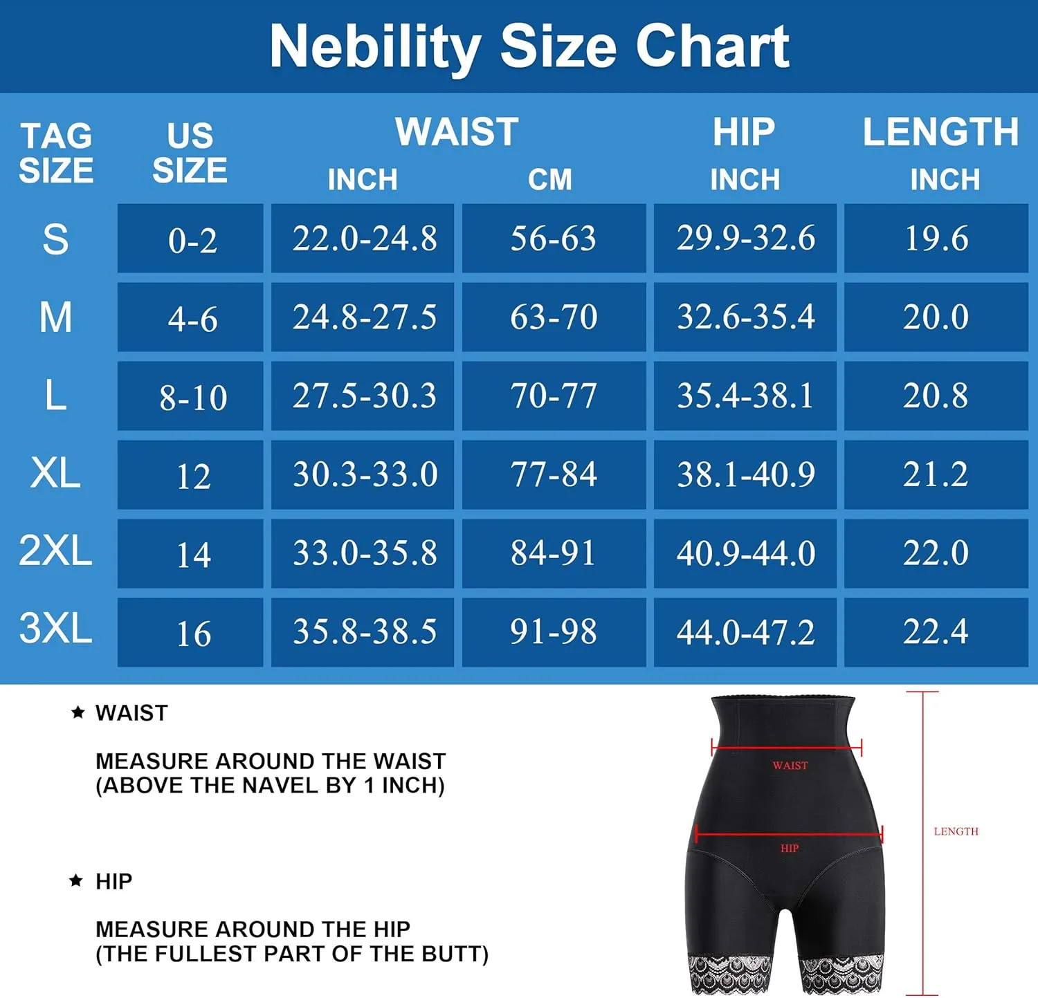Nebility Womens' Tummy Control Lace Butt Lifter Shapewear
