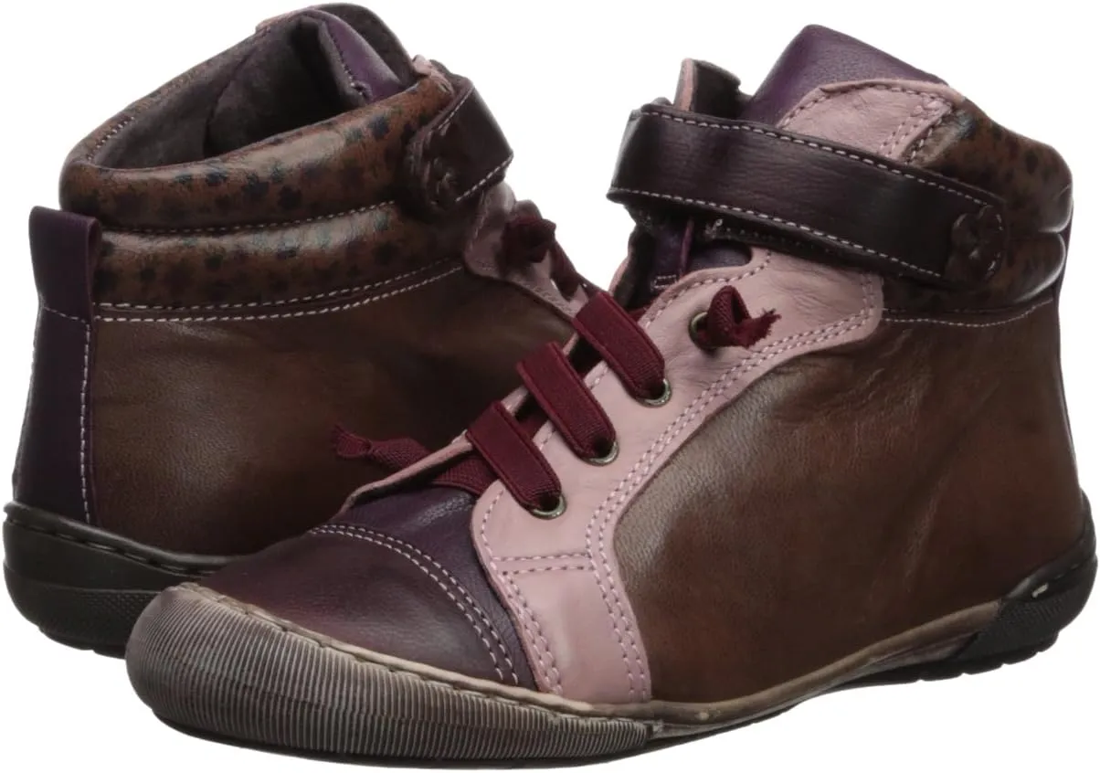 Nens Kid's Hook-and-Loop Sneaker Boot, Burgundy/Pink