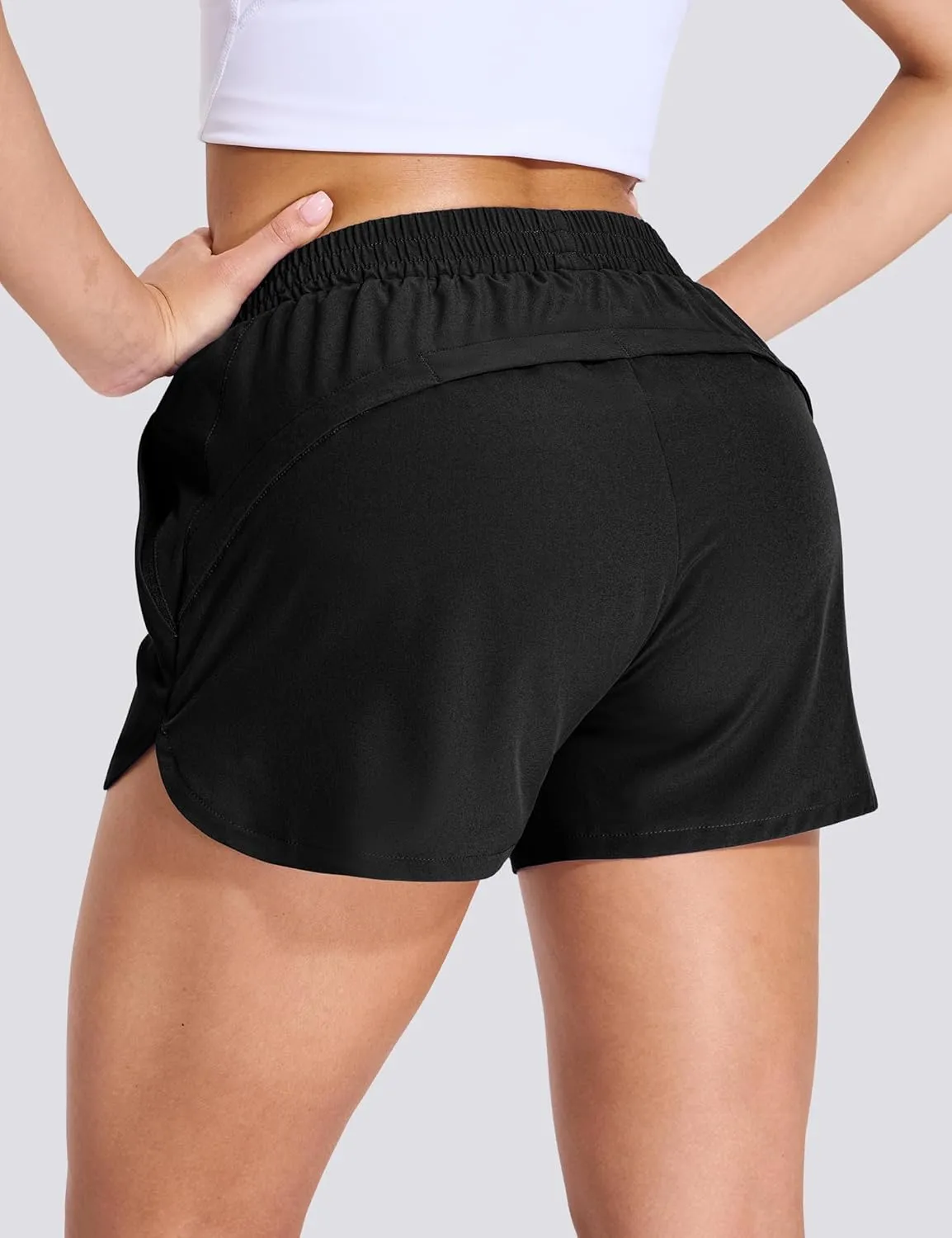 Nepest Womens Running Shorts with Mesh Liner Elastic Waist Quick Dry 3 inch Athletic Workout Shorts with Zipper Pocket