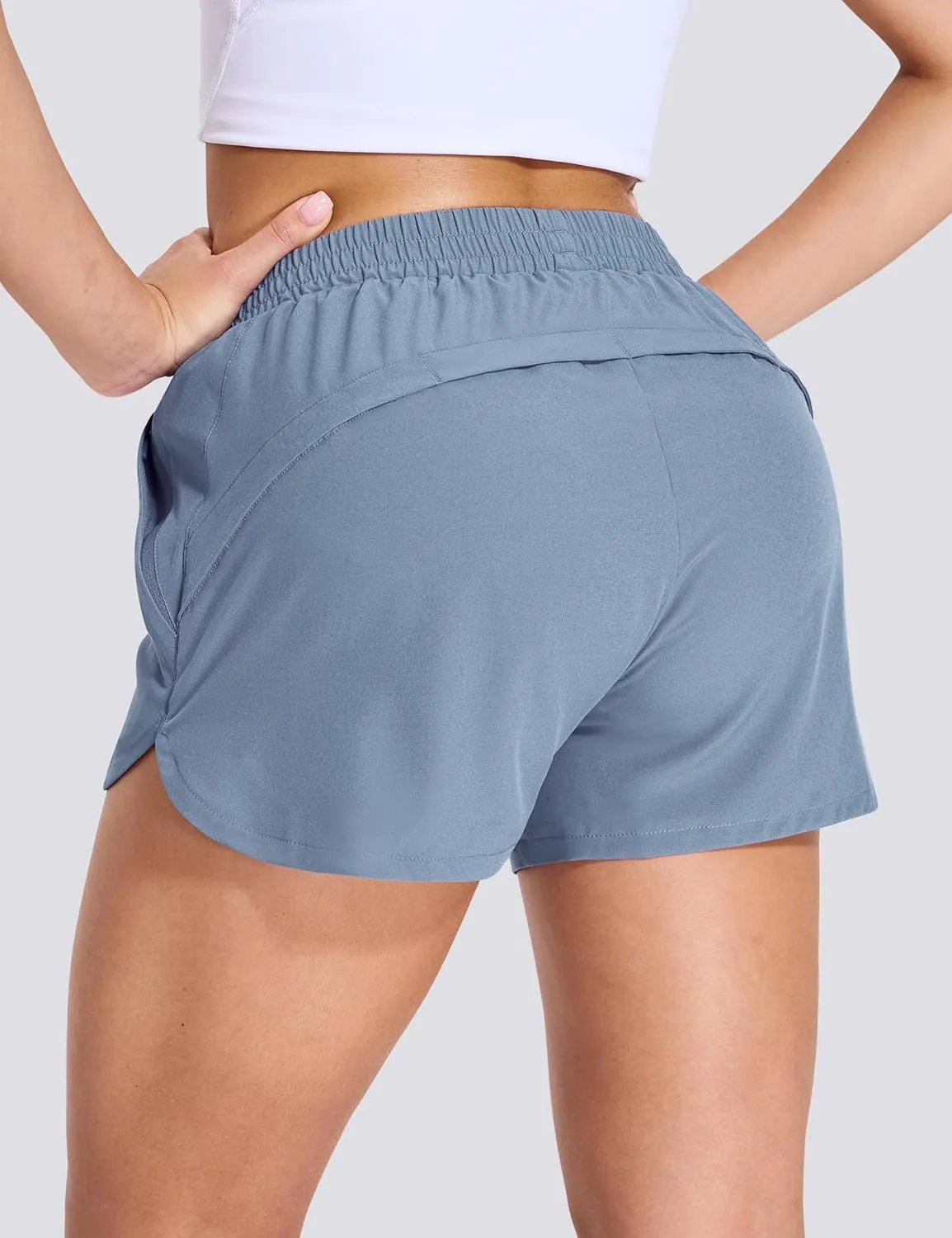 Nepest Womens Running Shorts with Mesh Liner Elastic Waist Quick Dry 3 inch Athletic Workout Shorts with Zipper Pocket