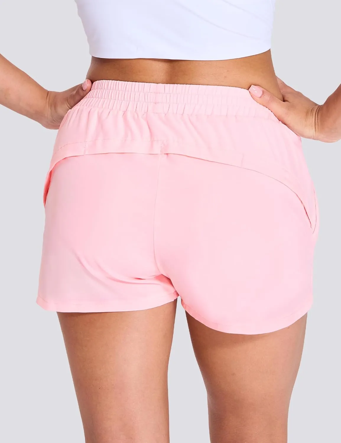 Nepest Womens Running Shorts with Mesh Liner Elastic Waist Quick Dry 3 inch Athletic Workout Shorts with Zipper Pocket