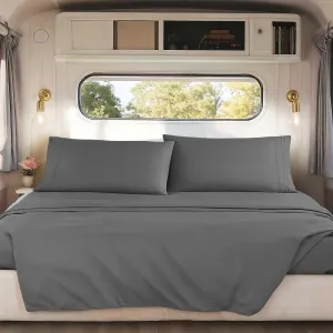 Nestl Grey RV Queen Sheets – Super Soft RV Short Queen Sheets for RV Camper, 4 Piece 1800 Microfiber Fitted RV Sheets, Double Brushed RV Bed Sheets Set, Camper Sheets and Pillowcases