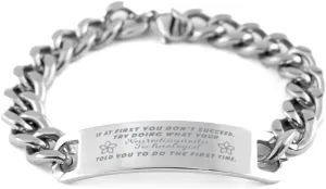 Neurodiagnostic Technologist Bracelet, If at first you don't succeed, try doing what your athletic trainer told you to do the first time., Cuban Link Chain Necklace, Neurodiagnostic Technologist