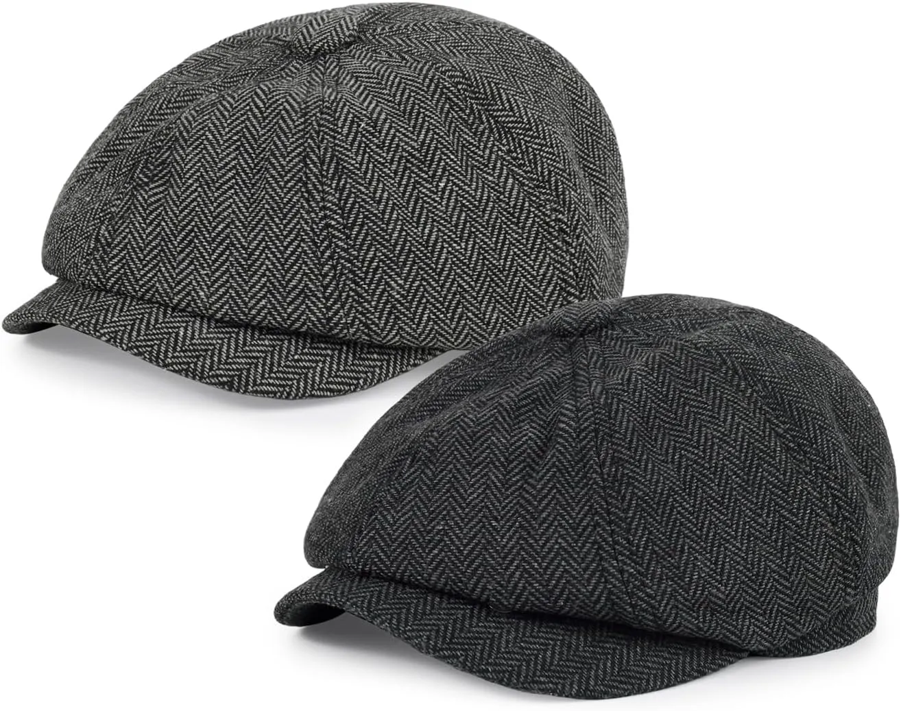 Newsboy Cap for Men Cotton 8 Panel Men's Flat Cap Herringbone Tweed CabbieHat