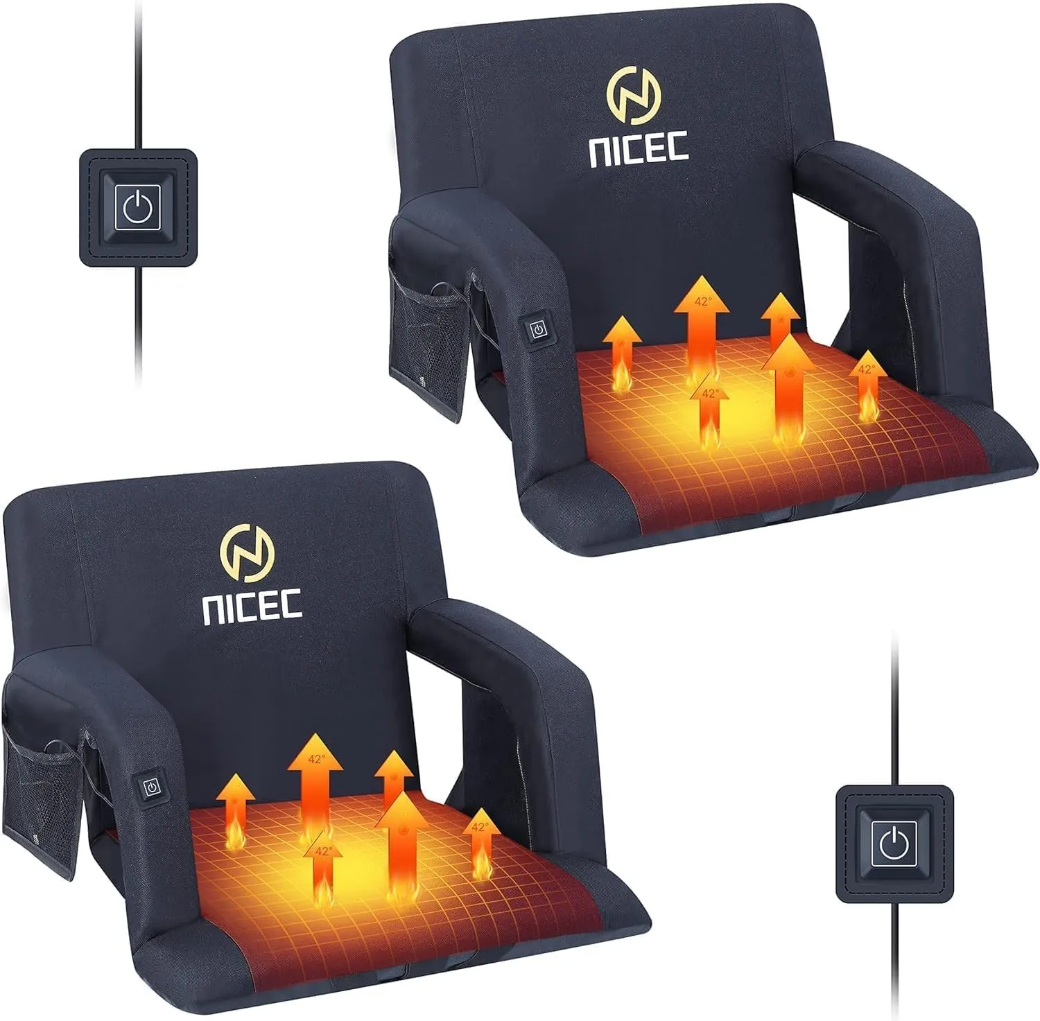 Nice C Stadium Seats, Floor Chair, Bleacher Chairs, 5 Reclining Positions Waterproof Cushion, Ultralight, Foldable, Extra Thick Padding, with Shoulder Straps & Net Pockets
