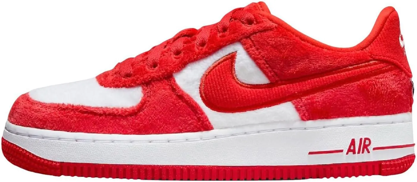 Nike Air Force 1 Big Kids' Shoes (FZ3552-612, Fire Red/White/Pink Foam/Light Crimson) Size 1