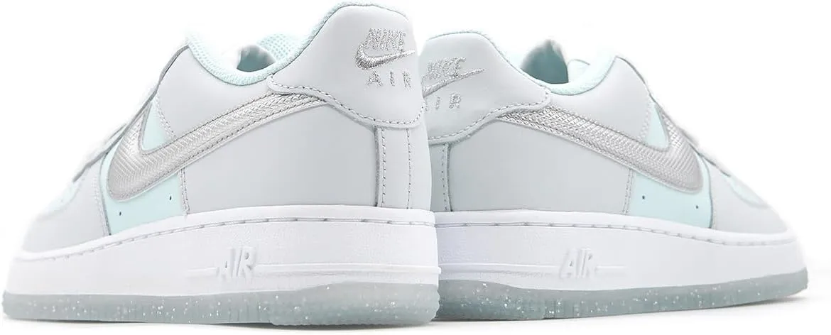Nike Air Force 1 Big Kids' Shoes (HQ3249-043, Pure Platinum/Glacier Blue/Metallic Silver)