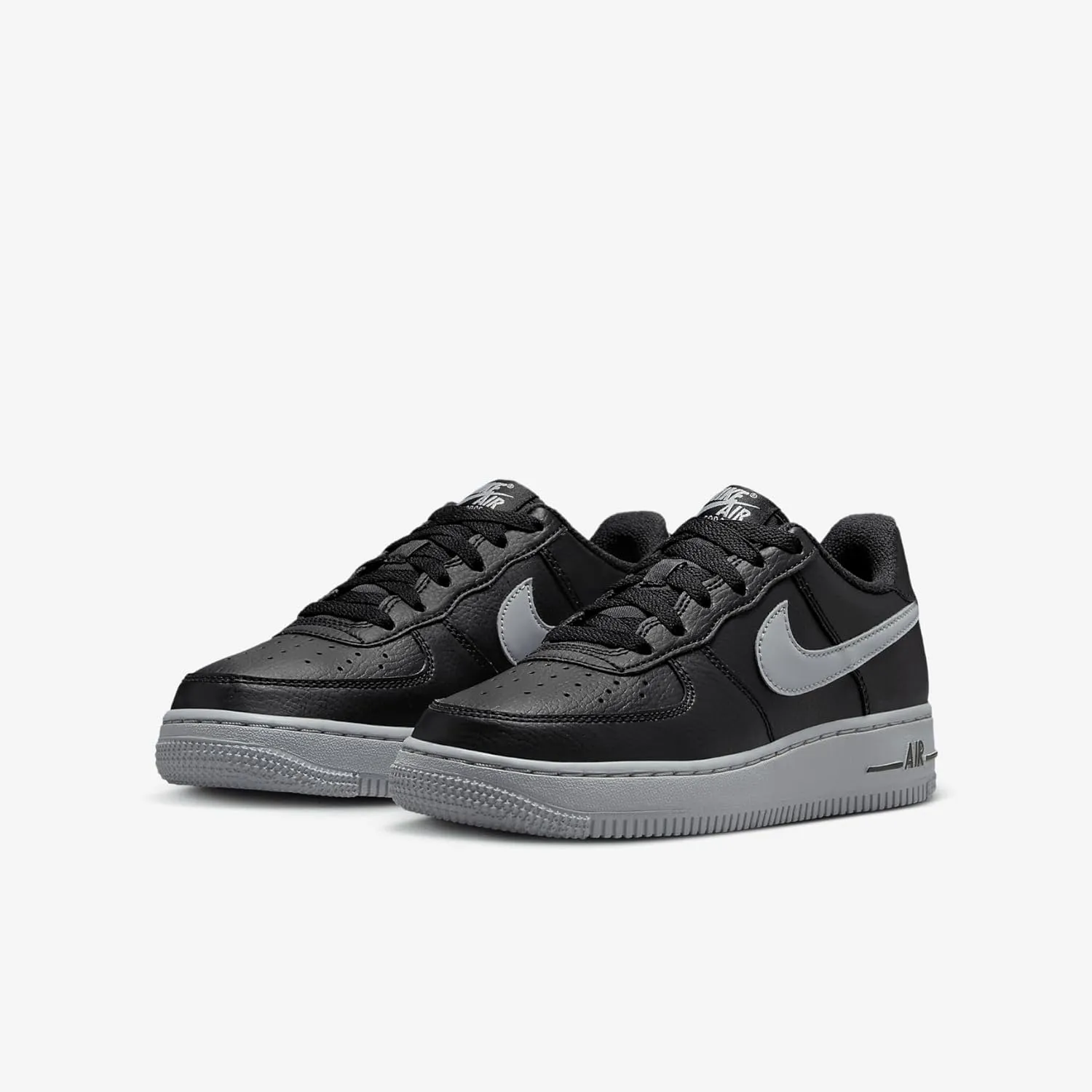Nike Air Force 1 Big Kids' Shoes (HQ3807-001, Black/Wolf Grey)