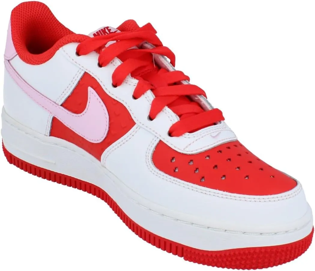 Nike Air Force 1 Big Kids' Shoes (HV5165-121, Summit White/Light Crimson/Fire Red/Pink Foam)