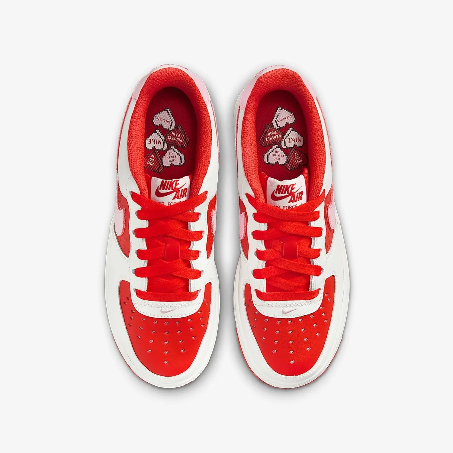 Nike Air Force 1 Big Kids' Shoes (HV5165-121, Summit White/Light Crimson/Fire Red/Pink Foam)