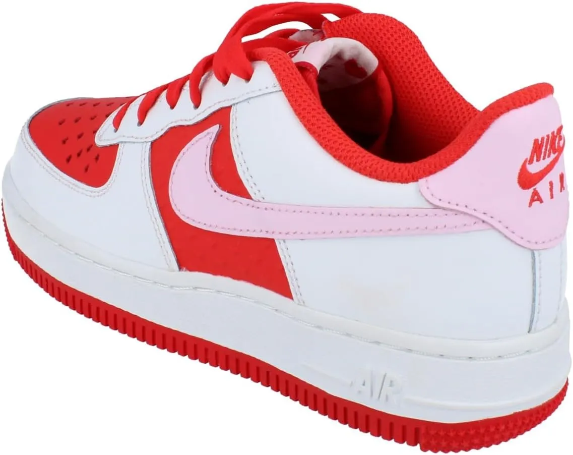 Nike Air Force 1 Big Kids' Shoes (HV5165-121, Summit White/Light Crimson/Fire Red/Pink Foam)