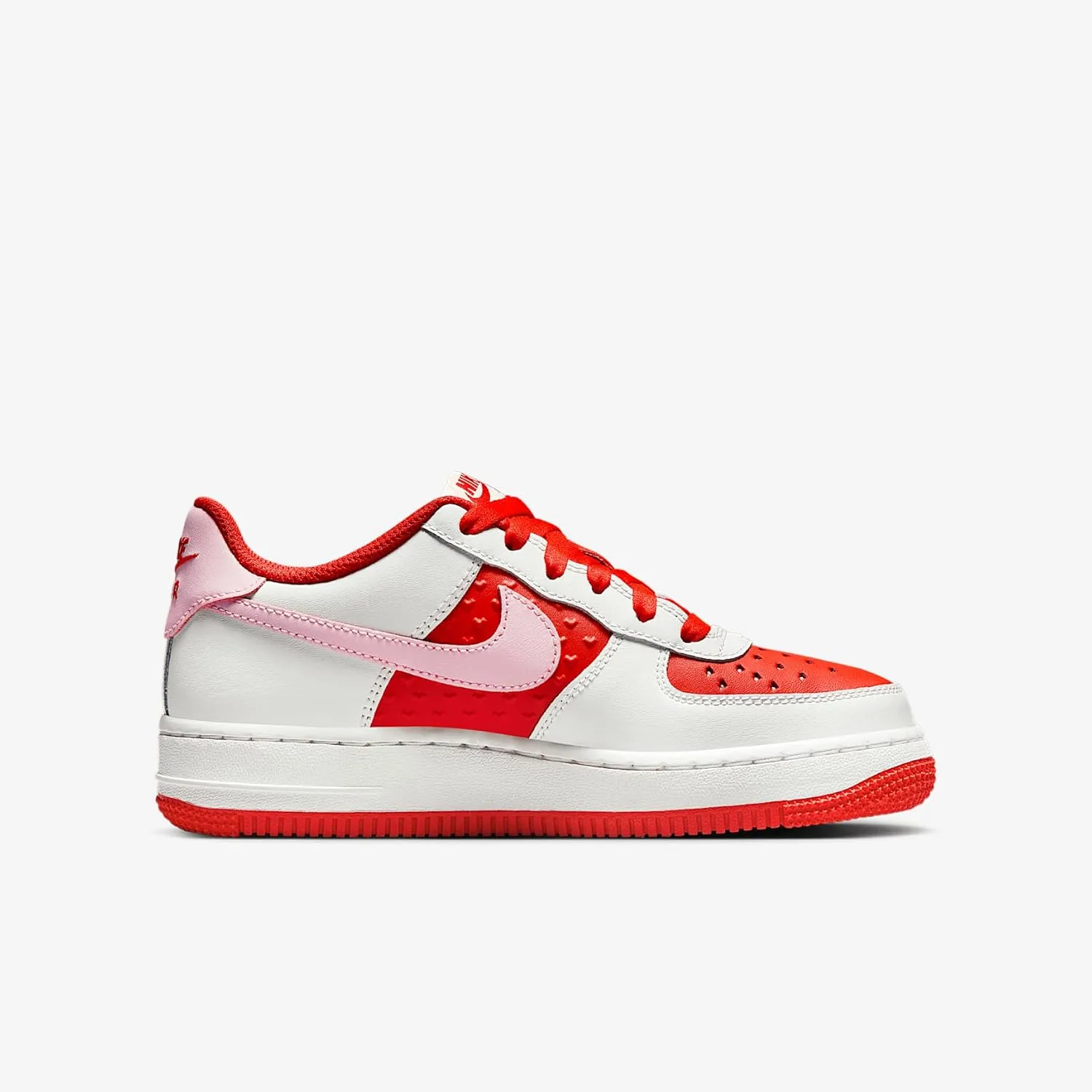 Nike Air Force 1 Big Kids' Shoes (HV5165-121, Summit White/Light Crimson/Fire Red/Pink Foam)