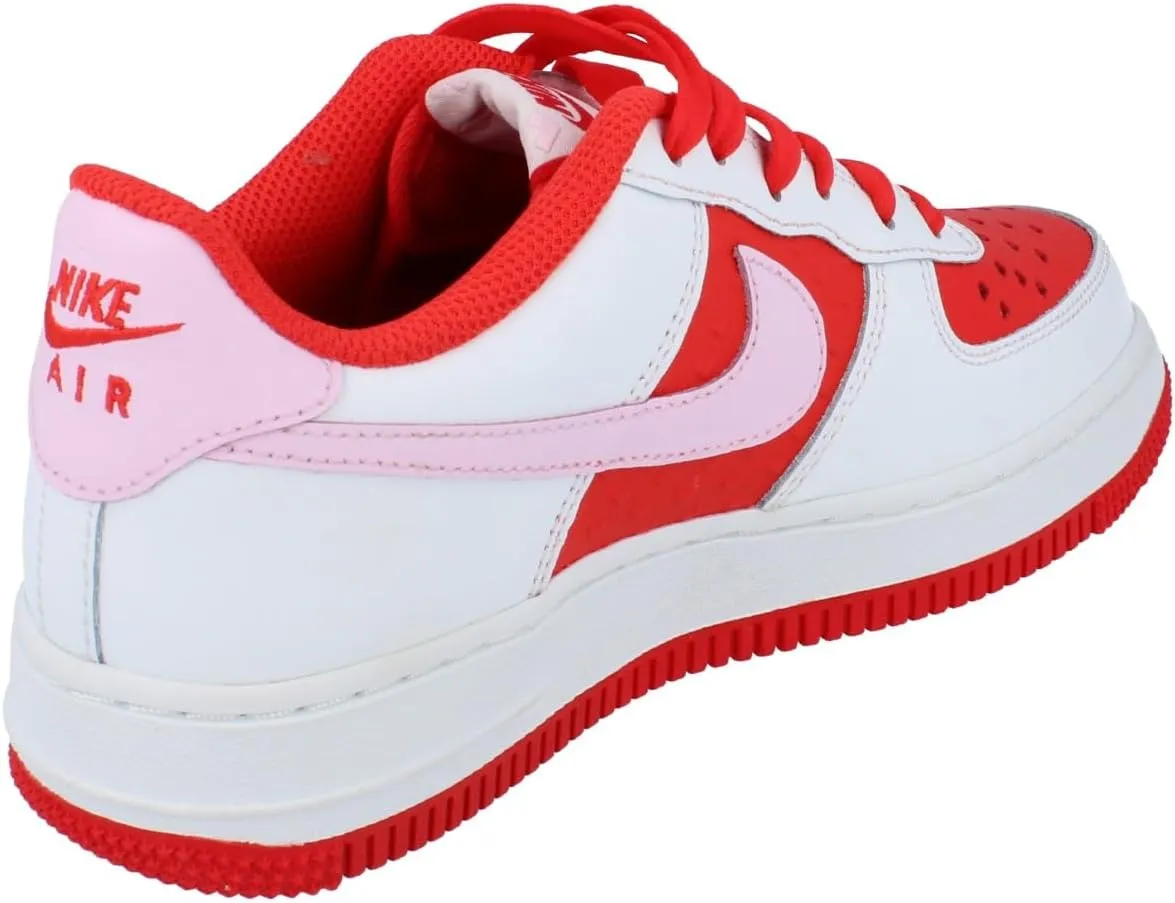 Nike Air Force 1 Big Kids' Shoes (HV5165-121, Summit White/Light Crimson/Fire Red/Pink Foam)