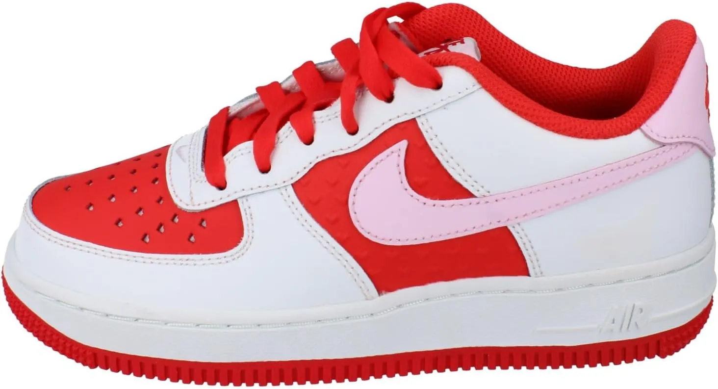 Nike Air Force 1 Big Kids' Shoes (HV5165-121, Summit White/Light Crimson/Fire Red/Pink Foam)