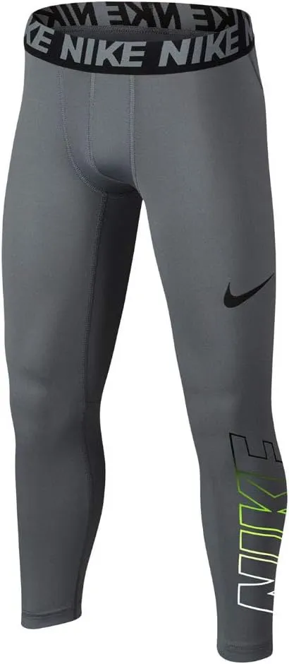 Nike Boy`s Base Layer 3/4 Compression Training Tights (Grey(895271-065)/Black, X-Large)