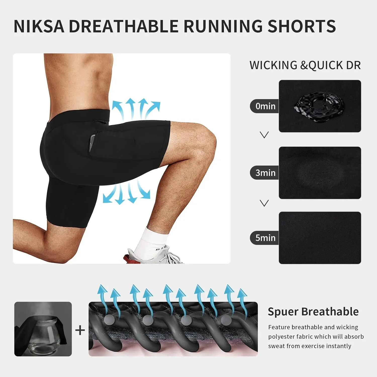 Niksa Compression Shorts Men 2/3 Pack, Compression Underwear for Men Athletic Shorts, Running Workout Fitness Shorts
