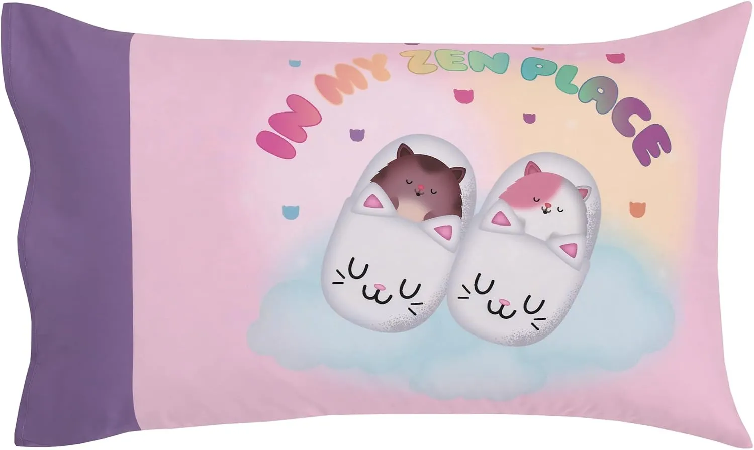 NoJo DreamWorks Gabby's Dollhouse Dream It Up Multi-Colored Rainbow PJ Time 4 Piece Toddler Bed Set - Comforter, Fitted Bottom Sheet, Flat Top Sheet and Reversible Pillowcase