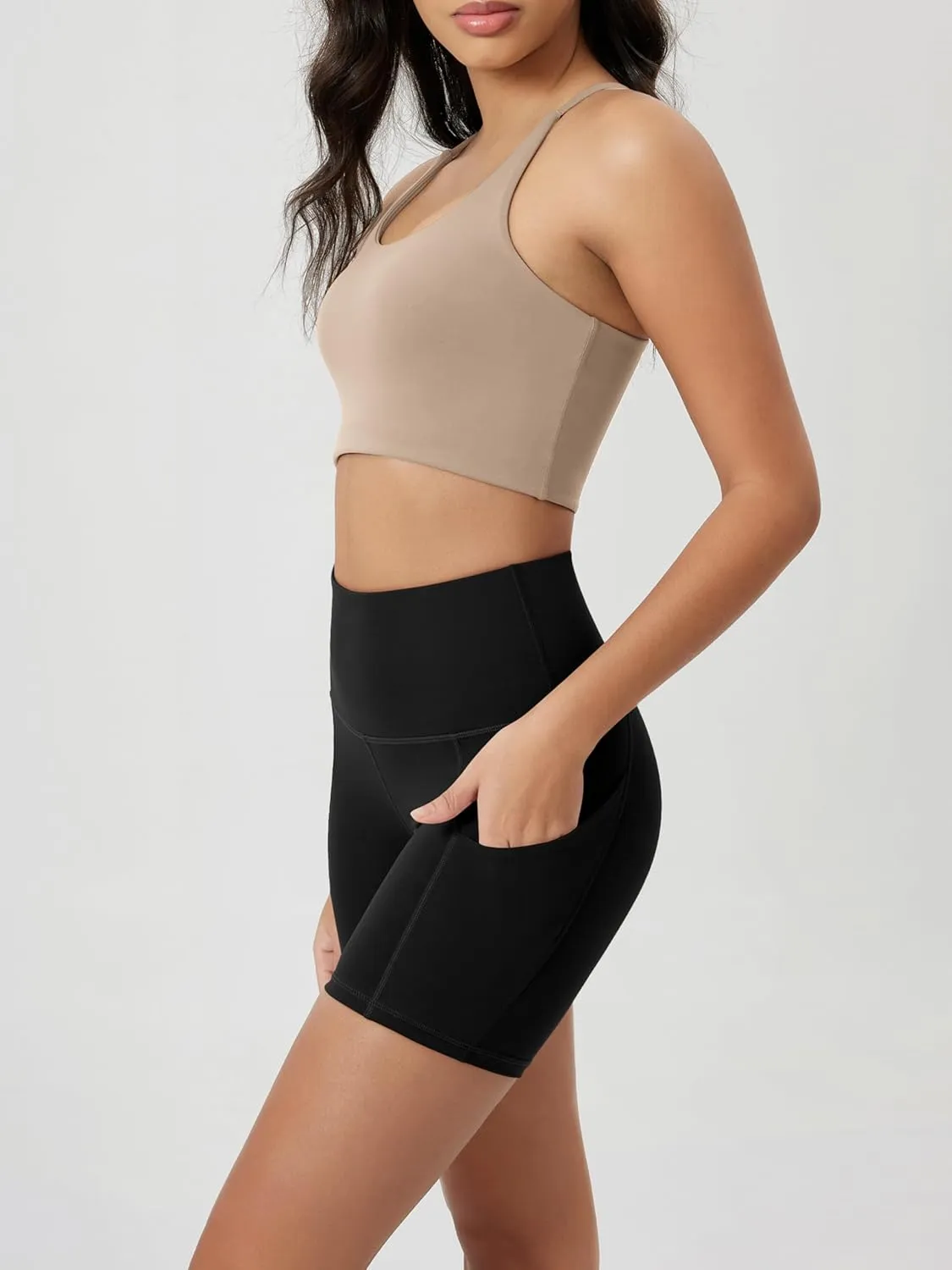ODODOS Women's Tummy Control Biker Shorts 2.0 with Pockets High Waist Athletic Workout Yoga Shorts-5" / 8" / 10" Inseam