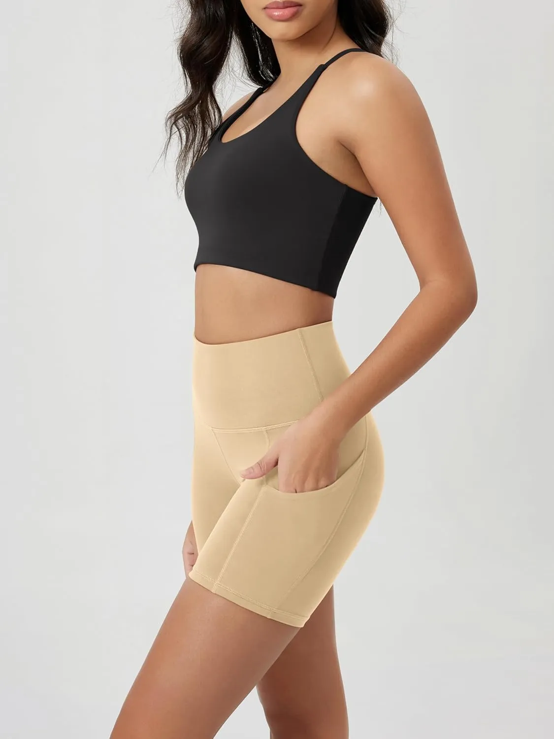 ODODOS Women's Tummy Control Biker Shorts 2.0 with Pockets High Waist Athletic Workout Yoga Shorts-5" / 8" / 10" Inseam