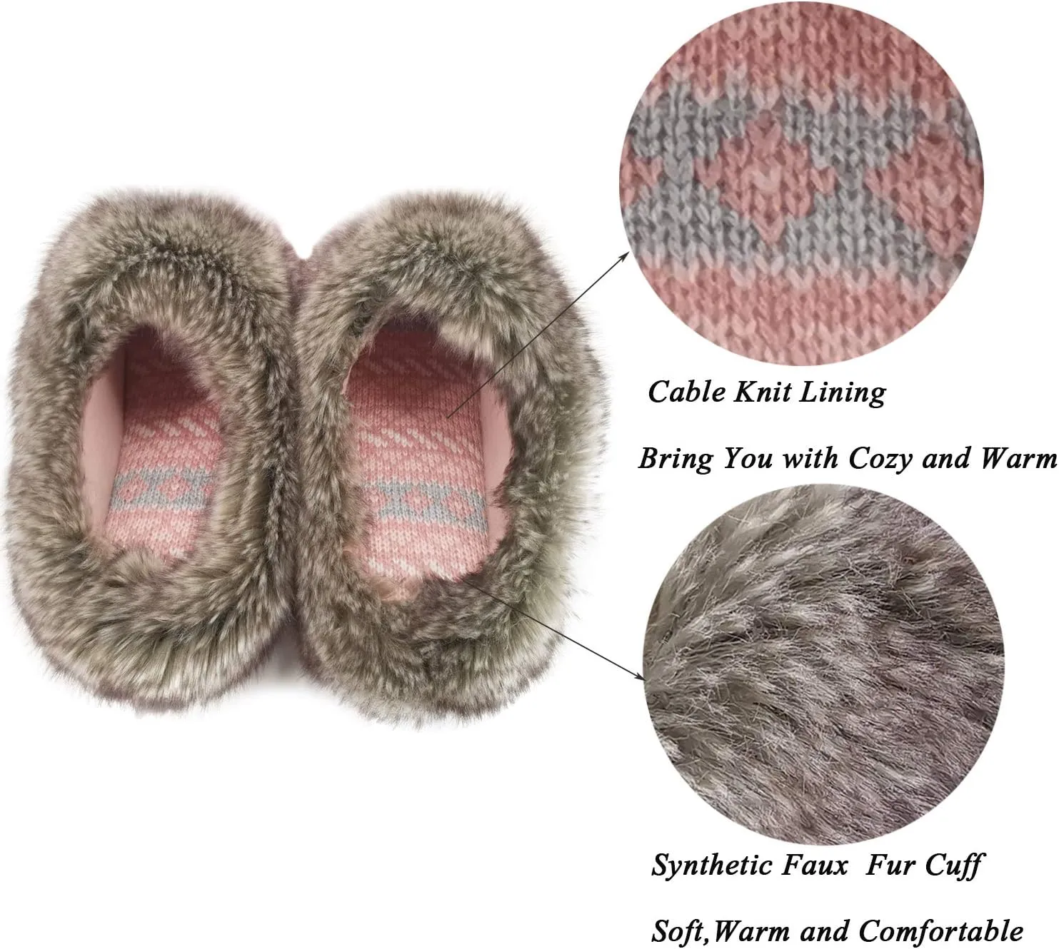 ofoot Womens Winter Warm Moccasins Suede Faux Fur Mule Slippers Furry House Shoes Memory Foam Hard Soled for Indoor Outdoor