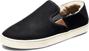 OLUKAI Pehuea Heu Women's Slip-On Sneakers, Genuine Shearling & Premium Waterproof Nubuck Leather, Cozy Slippers with Drop-in Heel Design