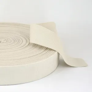 ORGANIC COTTON ELASTIC • Ecru 40mm • Strong