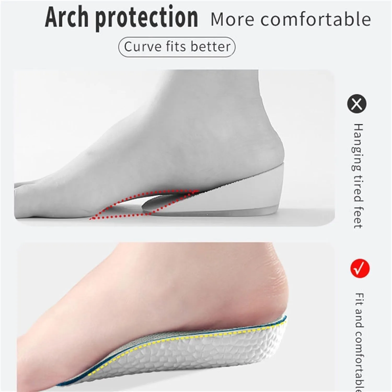 Orthopedic High Pads, Insoles Height Increase, Orthopedic Highpads 1.0, Height Increase Insoles for Men/Women, Arch Support Insoles for Flat Feet (Black, 2.5 CM)