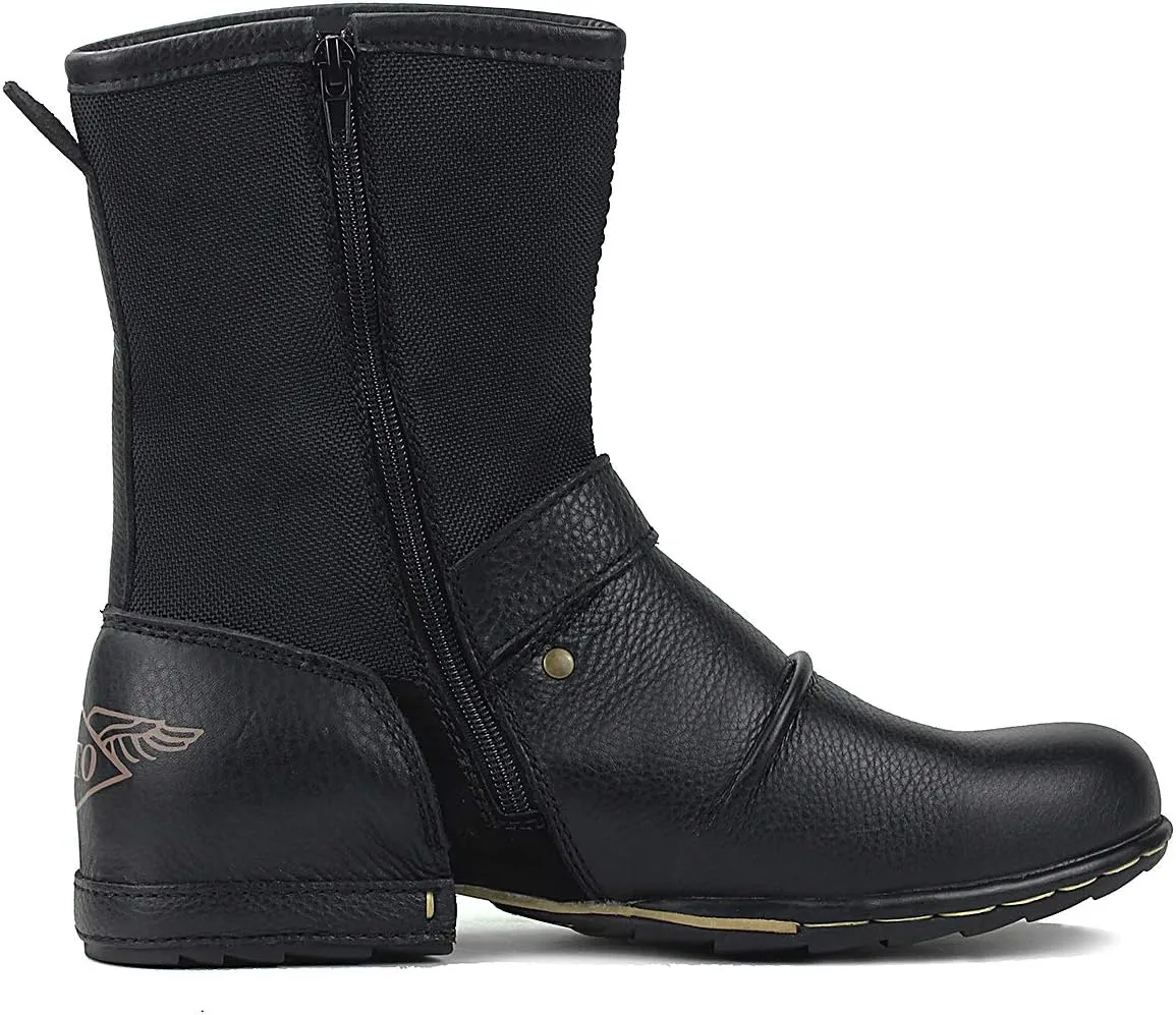 OSSTONE Moto Boots for Men Designer Fashion Zipper-up Leather Chukka western Boots Casual Shoes OS-5008-1-HH-US