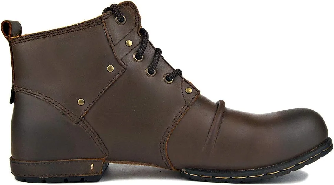 OSSTONE Moto Boots for Men Fashion lace-up Leather Chukka Boots Casual Shoes OS-6015-2-AM-US-R