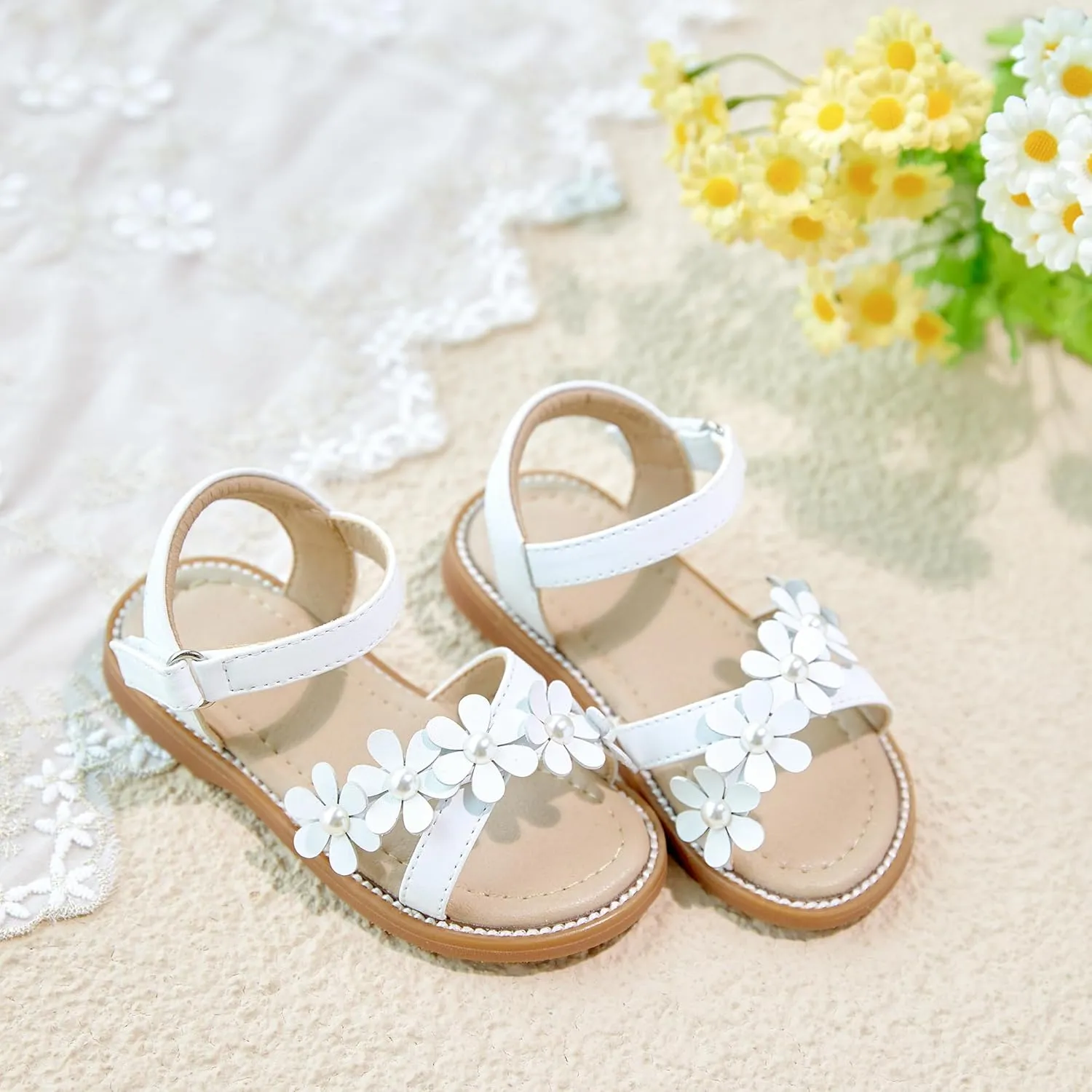 Otter MOMO Girls Open Toe Princess Flat Sandals with Comfort Sole Summer Sandals