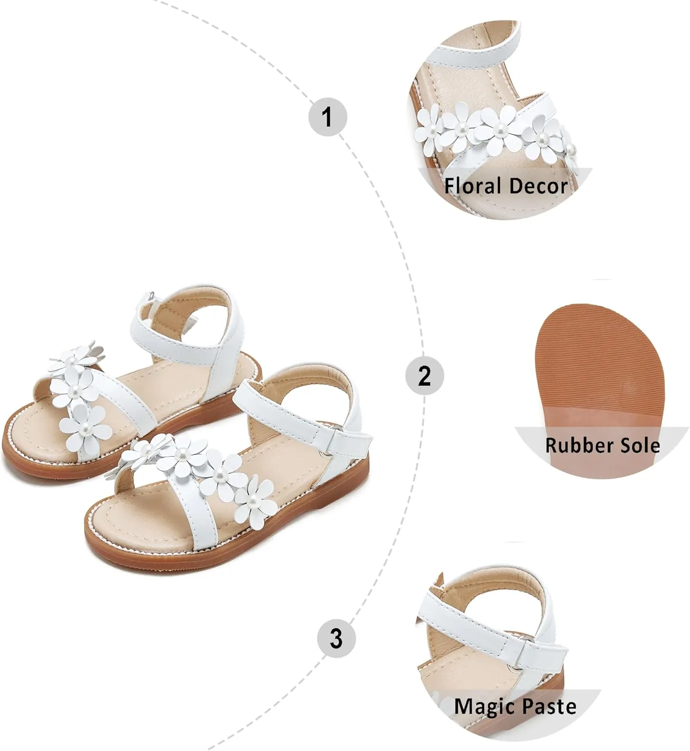 Otter MOMO Girls Open Toe Princess Flat Sandals with Comfort Sole Summer Sandals