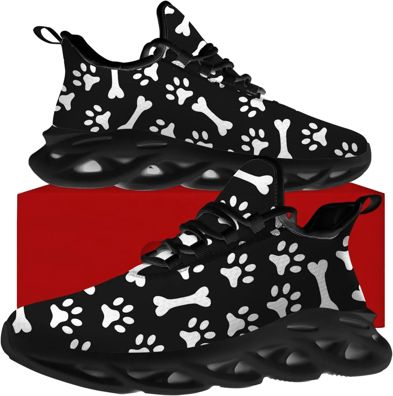 Paw Print Shoes for Men Women Road Running Shoes Non-Slip Walking Tennis Sneakers Cross Trainer Shoes Gifts for Boy Girl