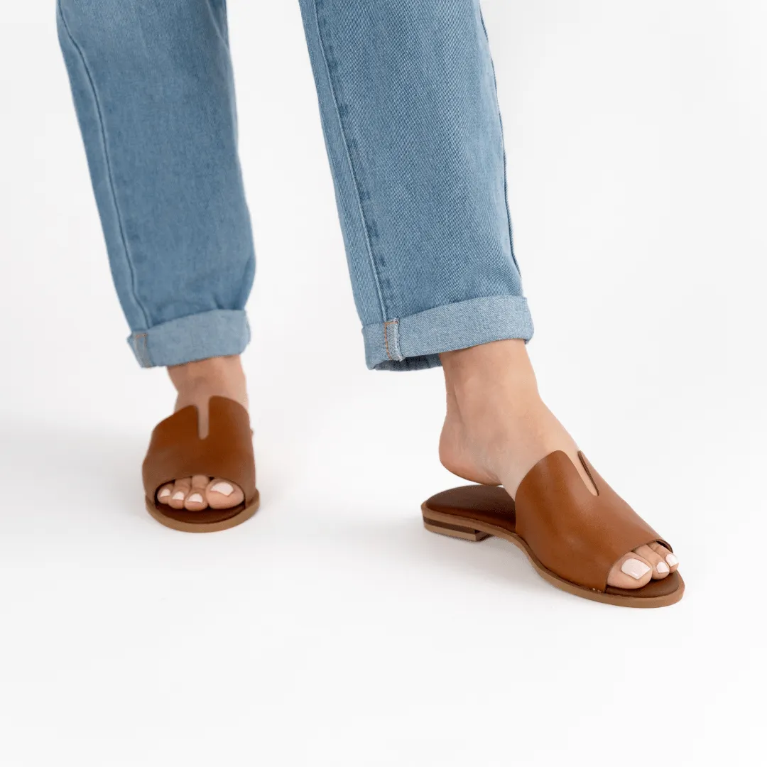 Peep Toe Leather Mule