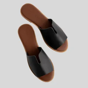 Peep Toe Leather Mule